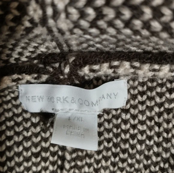 New York & Company Brown Chevron Open Front Sweater - Picture 2 of 11